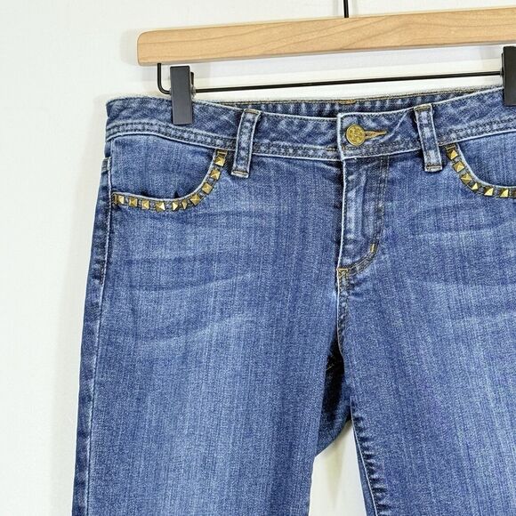 Tory Burch Studded Super Skinny Medium Wash 8" Low Rise Jeans Women's 28 - Picture 2 of 8